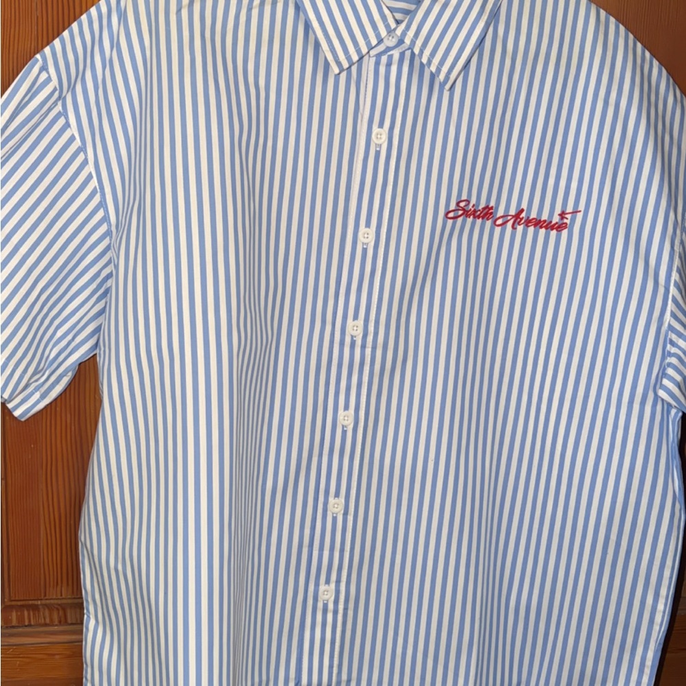 Blue and White Striped Men's Shirt by